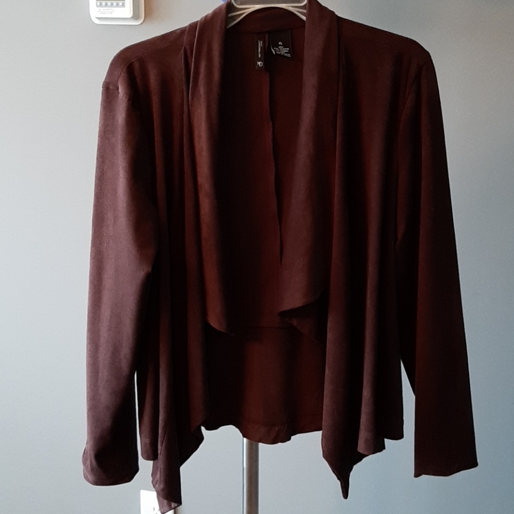 Brown cascading open  front cardigan